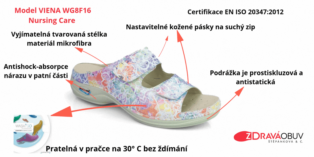 Nursing Care VIENA WG8F16 dámská pantofle certifikovaná pratelná barevná fantazie